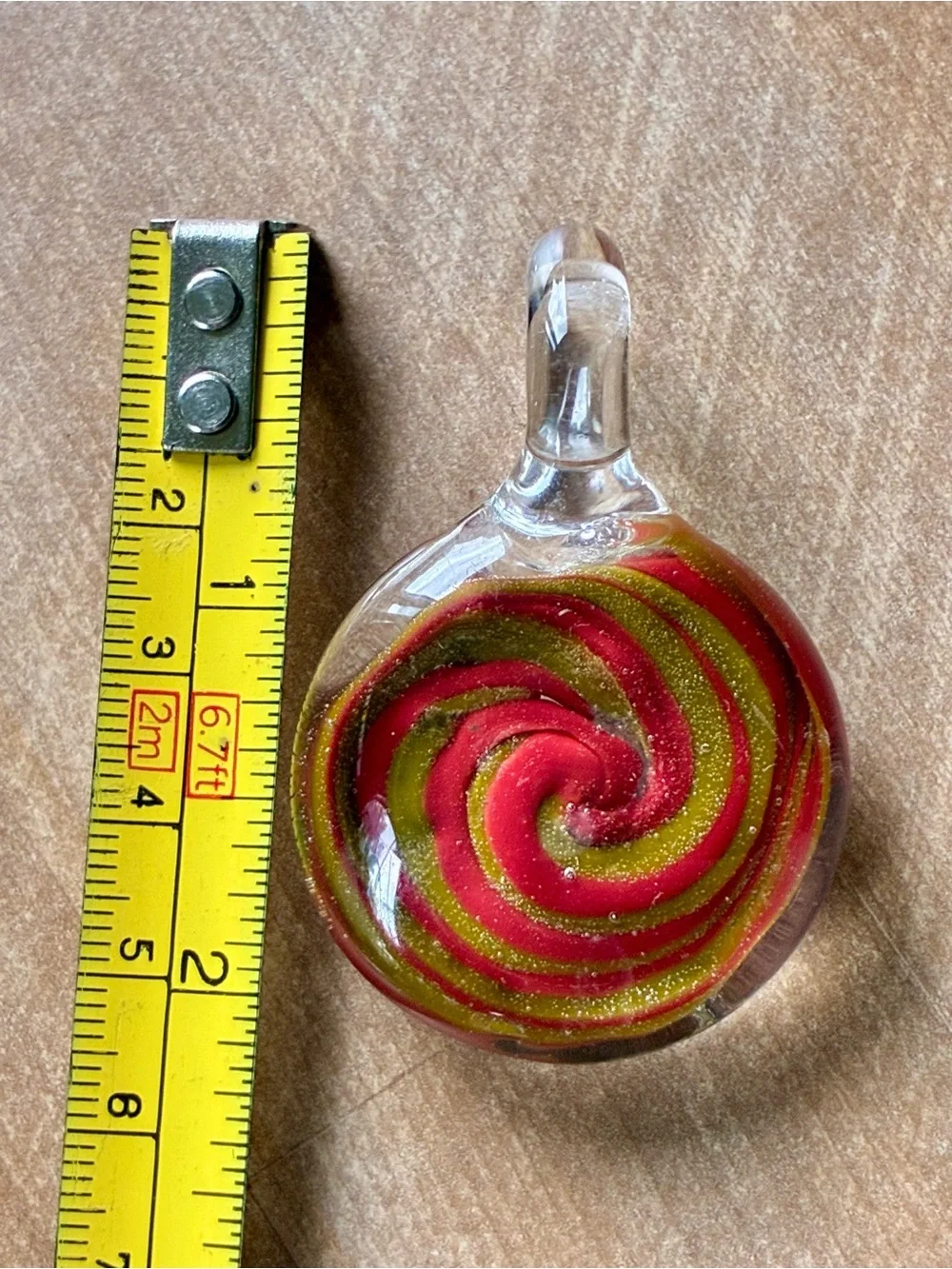 Handcrafted Unisex Flame Worked Glass Spiral Pendant